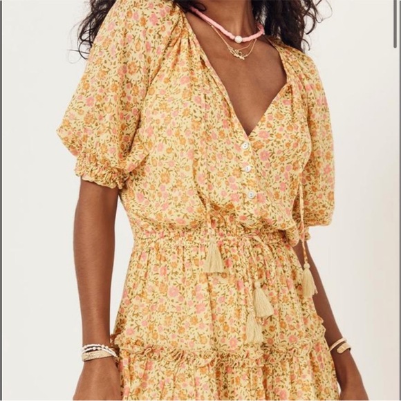 SPELL THE GYPSY RAE Floral Tassel Yellow play dress Medium